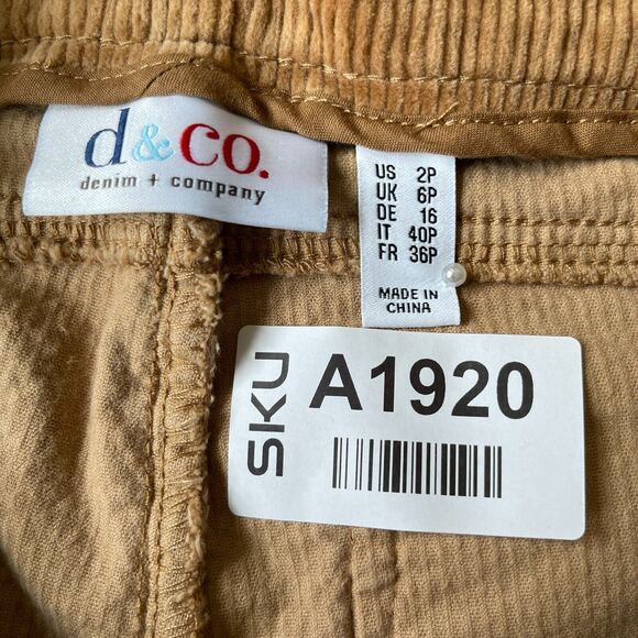 D&Co. Regular Smooth Waist Stretch Corduroy Pull On Pants Women Size 2P Brown - Picture 2 of 12